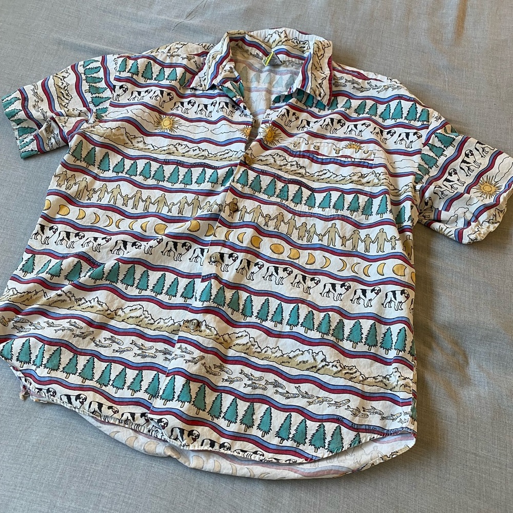 Early 1990s Big Dog Nature Scene Button Down (Size L)